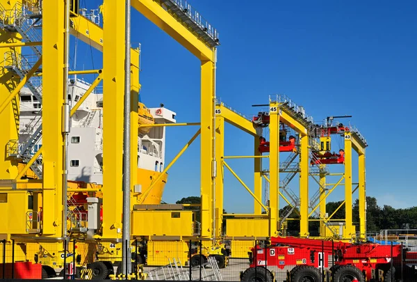 Gantry crane. Crane conveyor used in shipyard industry