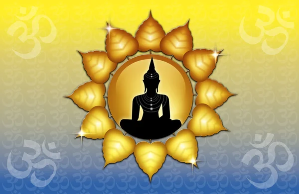 Estátua de Buda com símbolo Om — Fotografia de Stock