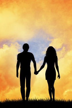 Günbatımında iki sevgili
