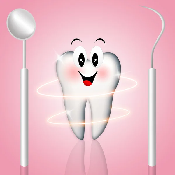 Tooth with dental tools — Stock Photo, Image