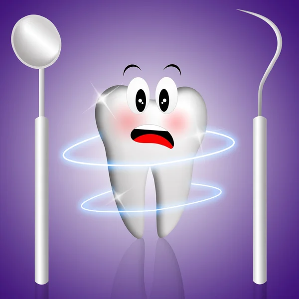 Dente con utensili dentali — Foto Stock