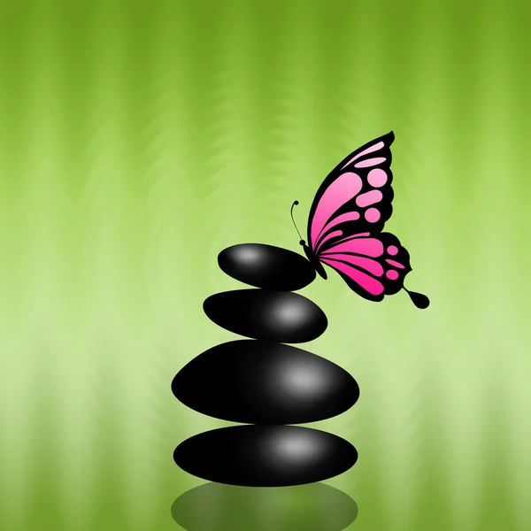 Pedra com borboleta para o bem-estar — Fotografia de Stock
