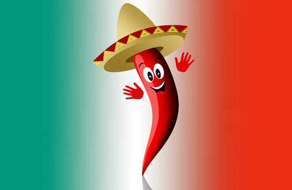 Red chilli pepper with sombrero — Stock Photo, Image