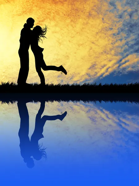 Günbatımında iki sevgili