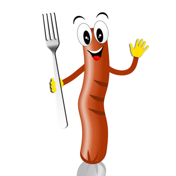 Sausage with fork