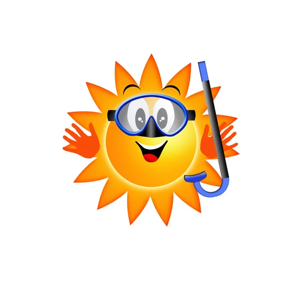 Slunce s šnorchl masky — Stock fotografie
