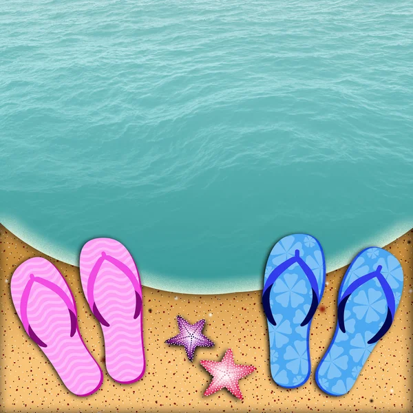 Flipflops auf dem Meer — Stockfoto