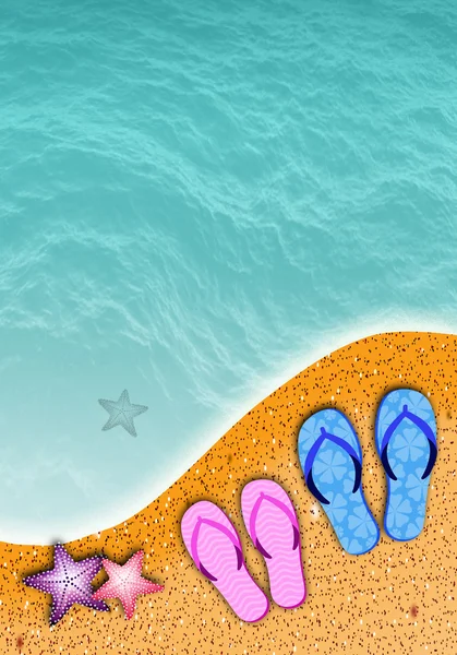 Flip-flops på havet — Stockfoto