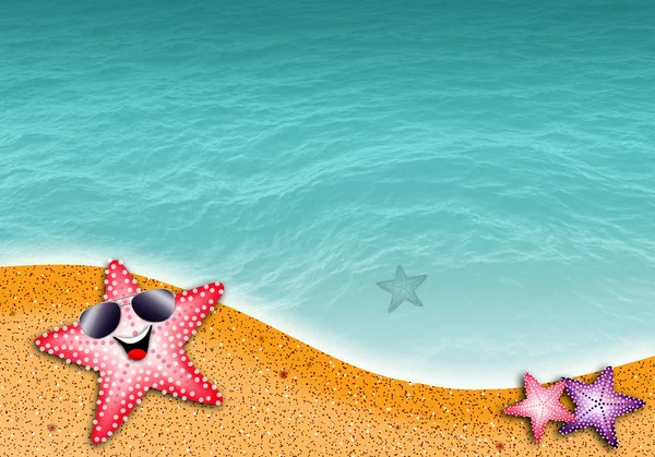 Starfish at sun on the beach — Stock Photo, Image