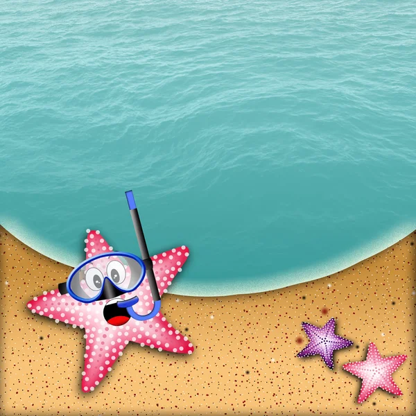 Starfish met snorkel masker — Stockfoto