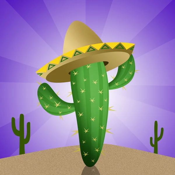Kaktus-Karikatur mit Sombrero — Stockfoto