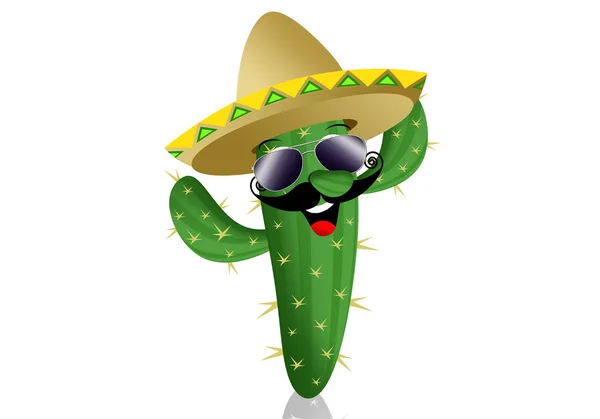 Caricature de cactus avec Sombrero — Photo