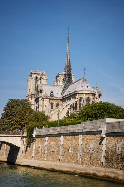 Notre dame-katedralen från seine — Stockfoto