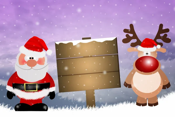 Jultomte med renarna till jul — Stockfoto