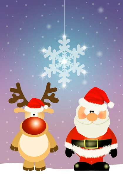 Santa Claus con renos para Navidad —  Fotos de Stock