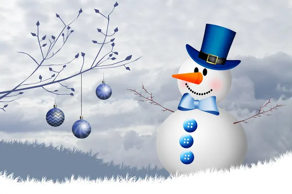 Snowman in winter — Stock Photo, Image