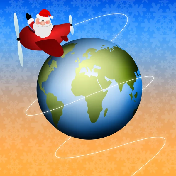 Santa Claus en avión para Navidad —  Fotos de Stock