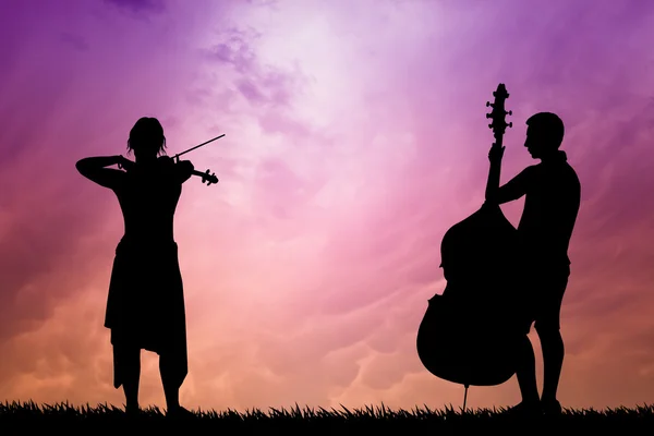 Musicisti al tramonto — Foto Stock