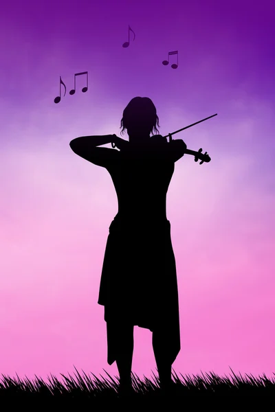 Violinista al tramonto — Foto Stock