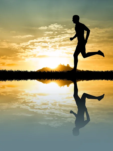 Running Man At Sunset — Stock Photo, Image