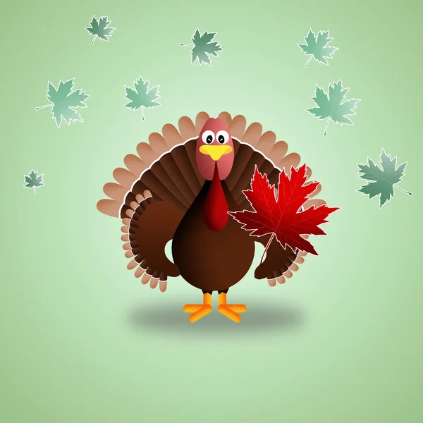 Турция с листом на День Благодарения — стоковое фото