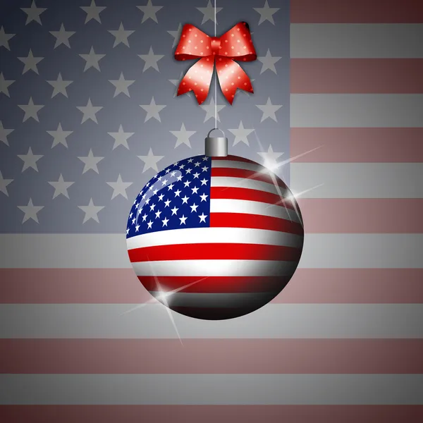 Weihnachtsball mit US-Fahne — Stockfoto