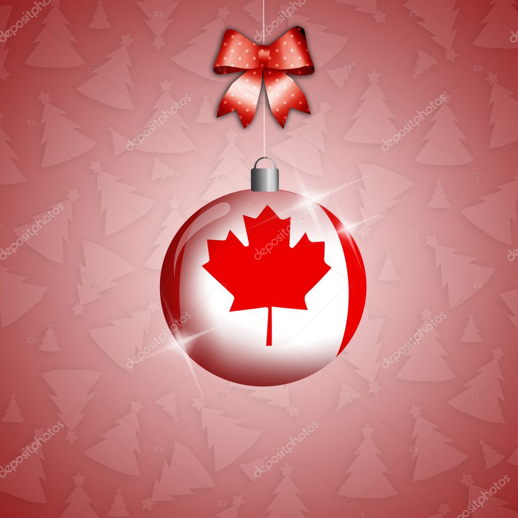 Boule De Noël Avec Le Drapeau Du Canada Photographie