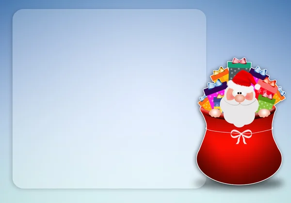 Weihnachtsmann im Sack mit Geschenken — Stockfoto