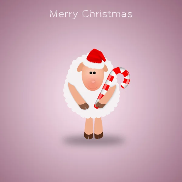 羊与圣诞节的糖果手杖 — 图库照片