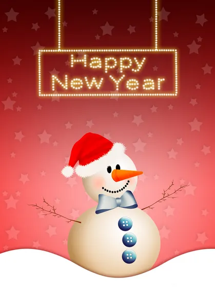 Sněhulák na šťastný nový rok — Stock fotografie