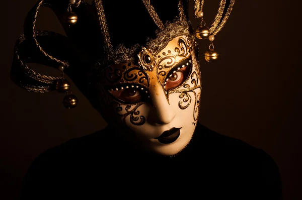 Portrait with Venice mask — Stock Photo, Image