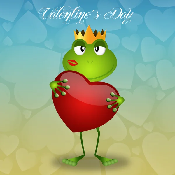 Frog With Heart for Valentine's Day — Stock Photo, Image
