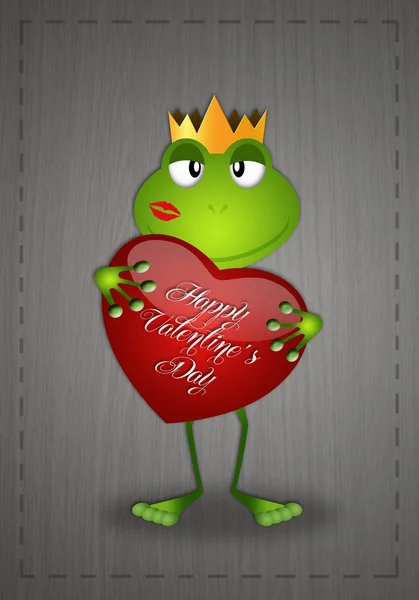 Żaba z sercem na Walentynki — Zdjęcie stockowe