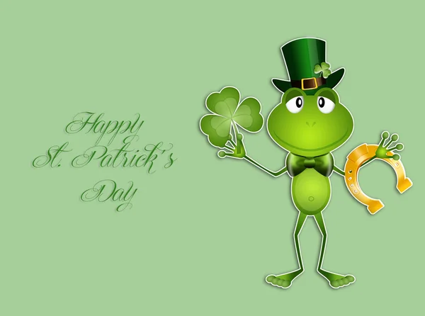 St. Patrick's Day On Green Background With Clovers — Stock Photo, Image