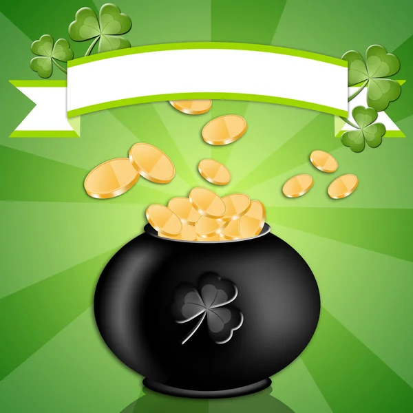 Pot with money in St Patrick's Day — Stock Photo, Image