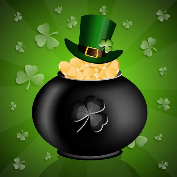 Pot with money in St Patrick's Day — Stock Photo, Image