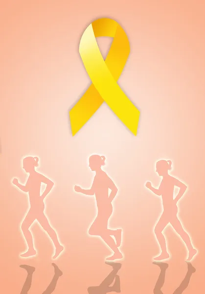Marcha de endometriose com fita amarela — Fotografia de Stock