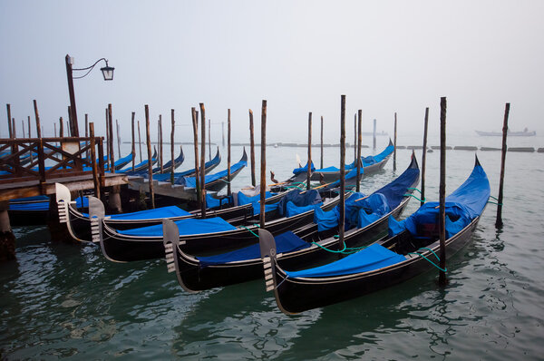 Gondolas in lagoon of Venice