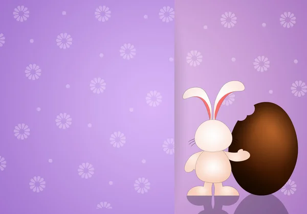 Кролик з шоколадним яйцем фону — стокове фото