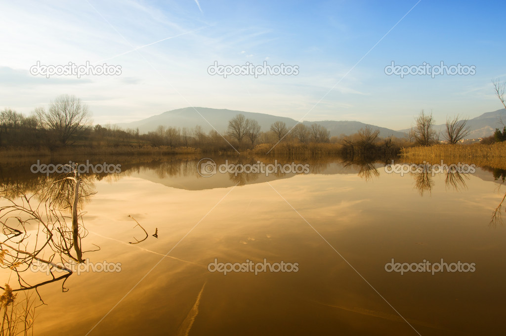 View of Iseo lake in Italy