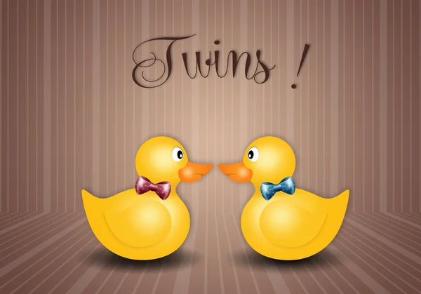 Duck toy for twins male and female — Stock Photo, Image