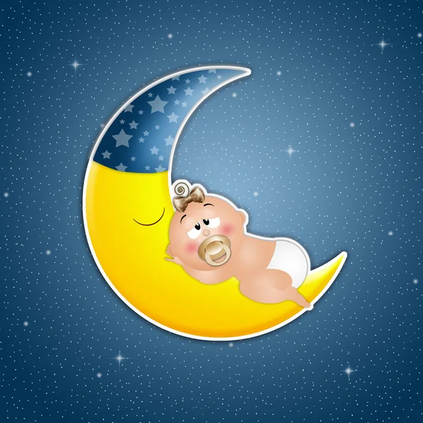 Sleeping Baby On The Moon