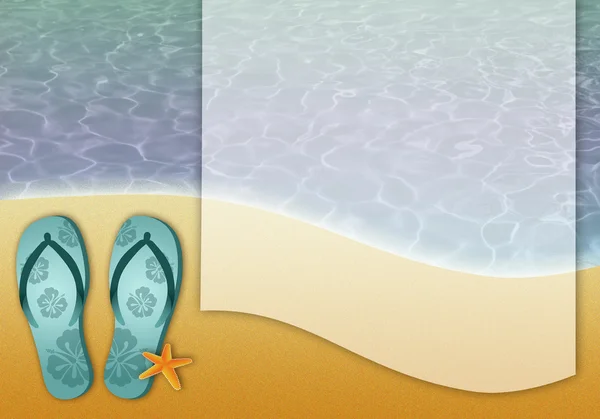 Flip-flops on the beach with sea — Stock Photo, Image