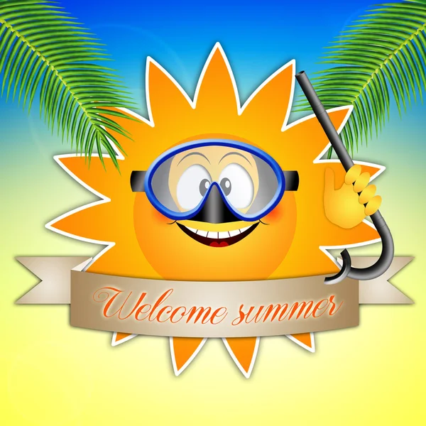 sun with diving mask for summer