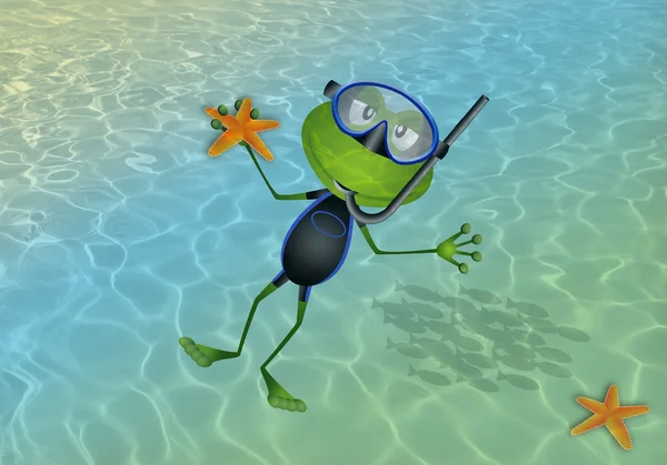 Frog in the sea for summertime — Stock Photo, Image