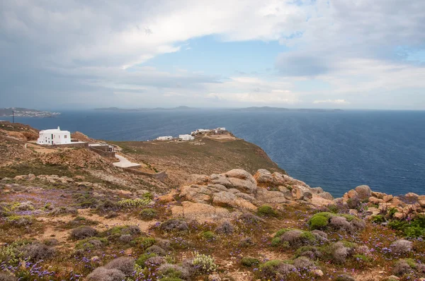 Visa från fyren fanari i mykonos — Stockfoto