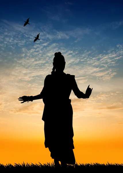 Woman dancing indian dance — Stock Photo, Image