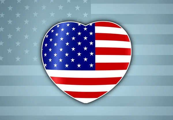 Hart met Amerikaanse vlag — Stockfoto