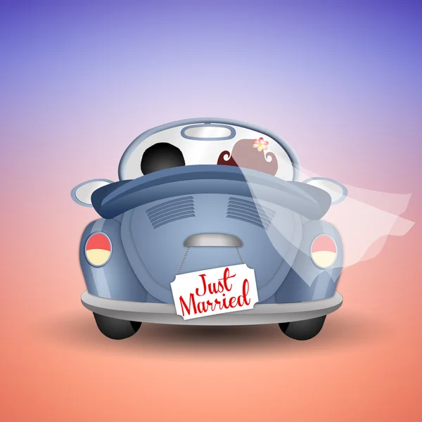 Just married couple in car — Stock Photo, Image