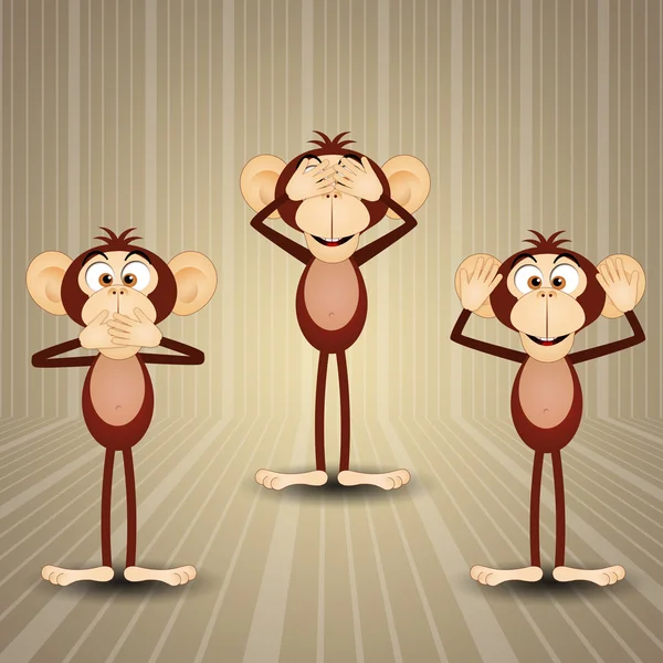 Os três macacos sábios — Fotografia de Stock